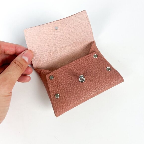 Real Pebbled Leather Business Card Case - Blush Pink - Picture 4 of 4